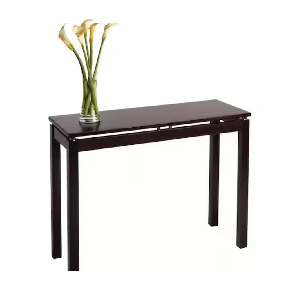 Contemporary Home Living 39.25" Dark Espresso Unique Linea Rectangular Console Table
