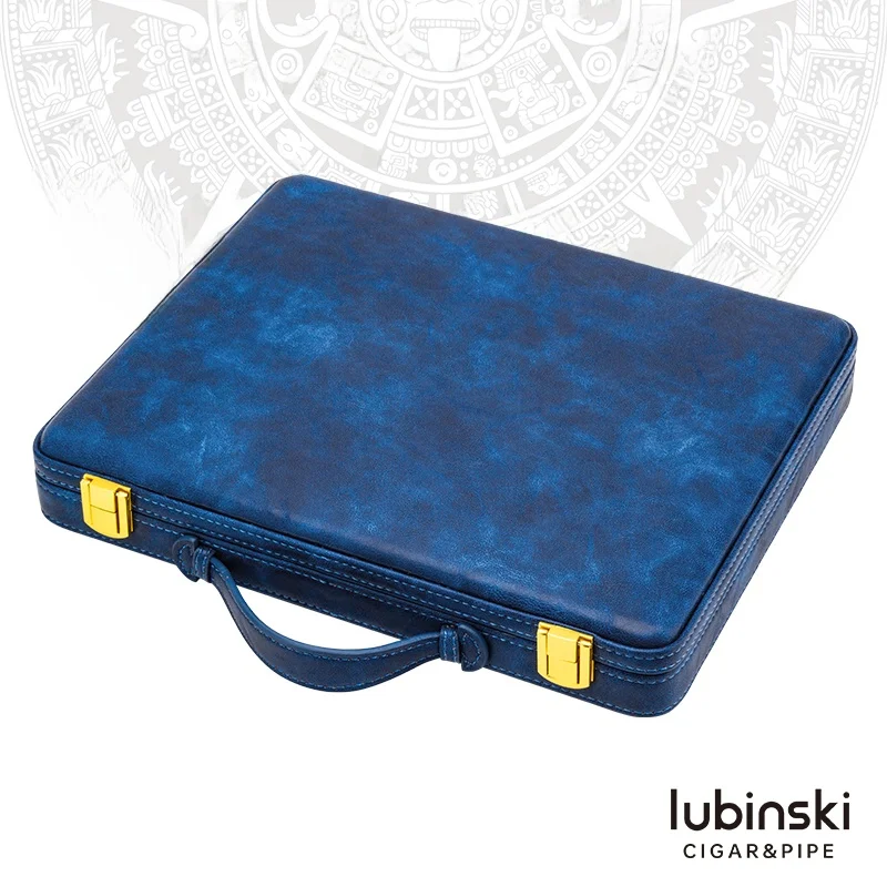 

Rubinsky Portable Cigar Humidor 10-Pack Leather Cedar Wood Interior Travel Cigar Wake up Plate Compact Smoking Accessories