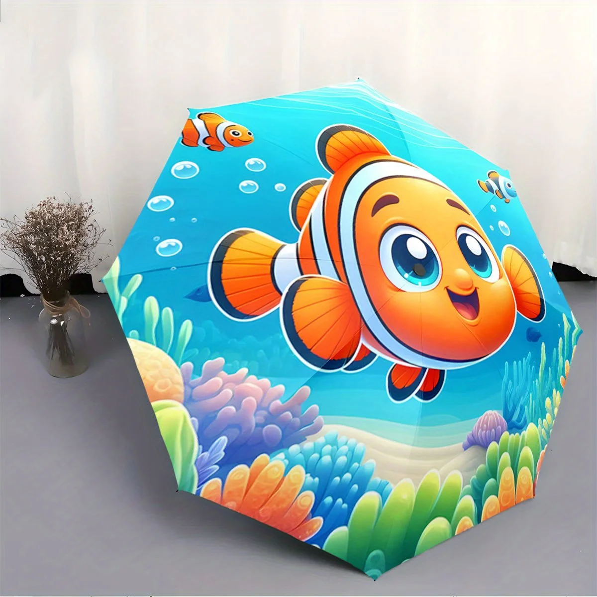 

Finding Nemo Umbrella - Open/Close Folding Umbrella with 8-Rib Sturdy Frame, Compact Travel Umbrella with Marine Life Design (