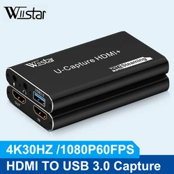 Tarjeta de captura de vídeo 4K USB 3,0, compatible con HDMI, grabadora de vídeo HD 1080P 60fps para OBS, captura de tarjeta de juego en vivo