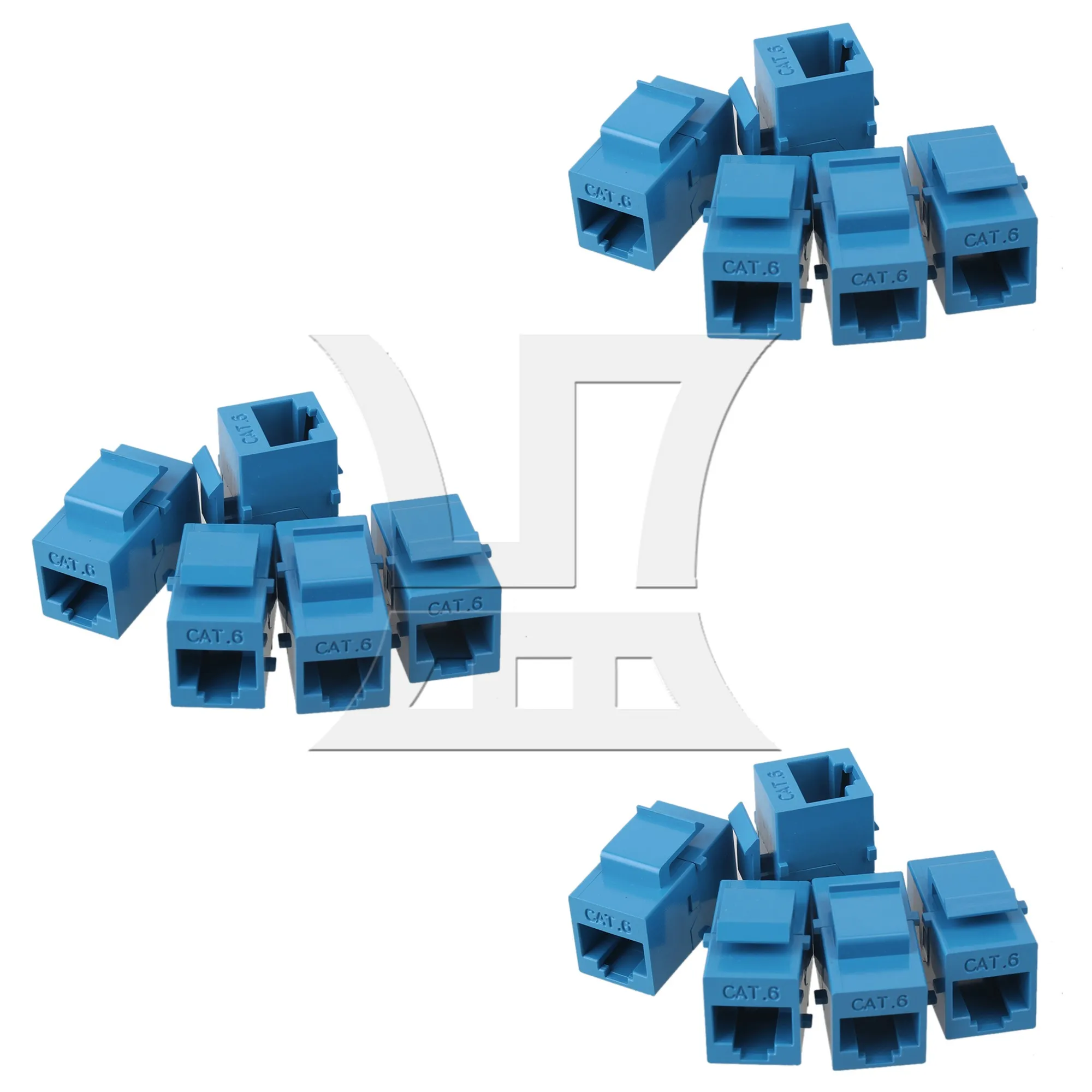 15 Pcs Cat6 RJ45 Gigabit Coupler Female Adapter for Keystone Panel Blue