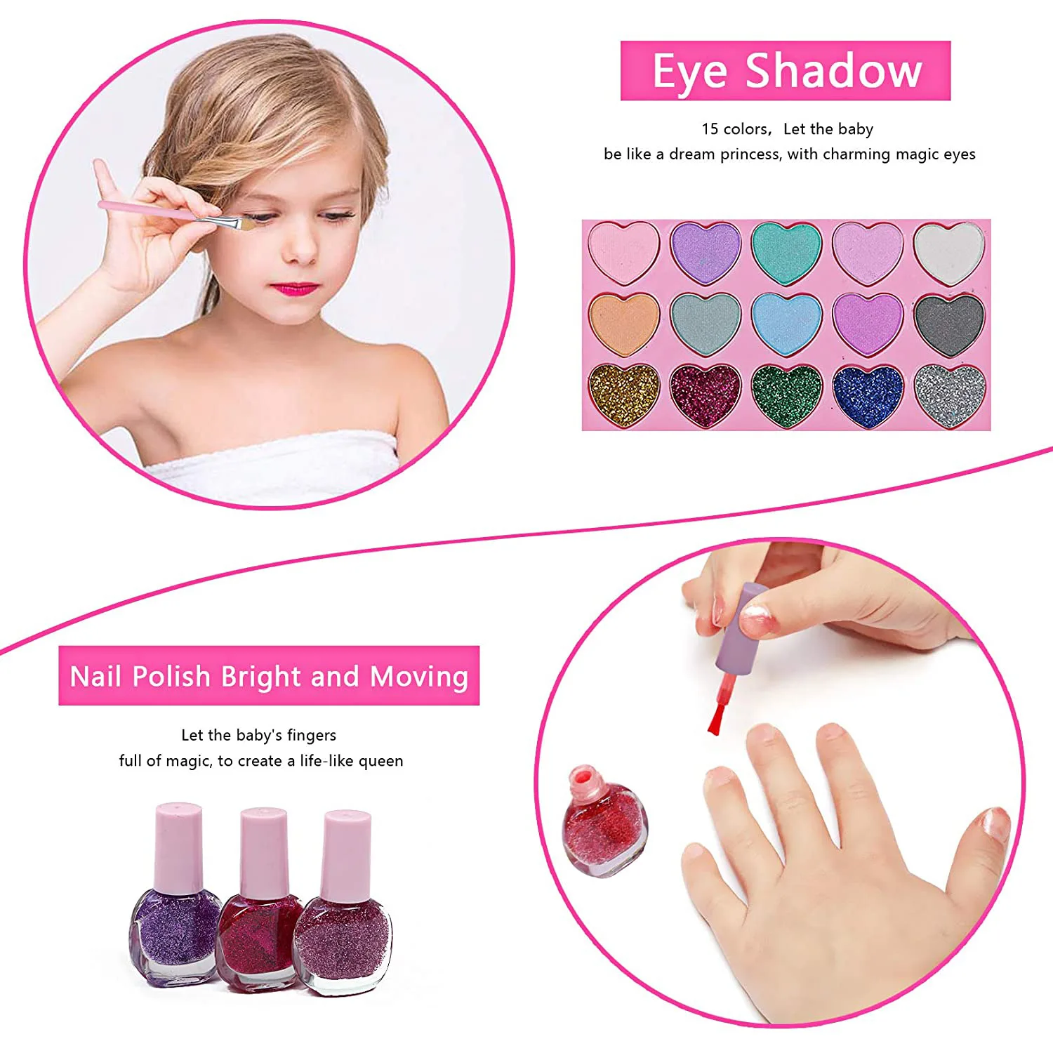 Juego de simulación de maquillaje para niños, lápiz labial, sombra de ojos, juego de cosméticos, casa de juegos no tóxica de seguridad, juguetes