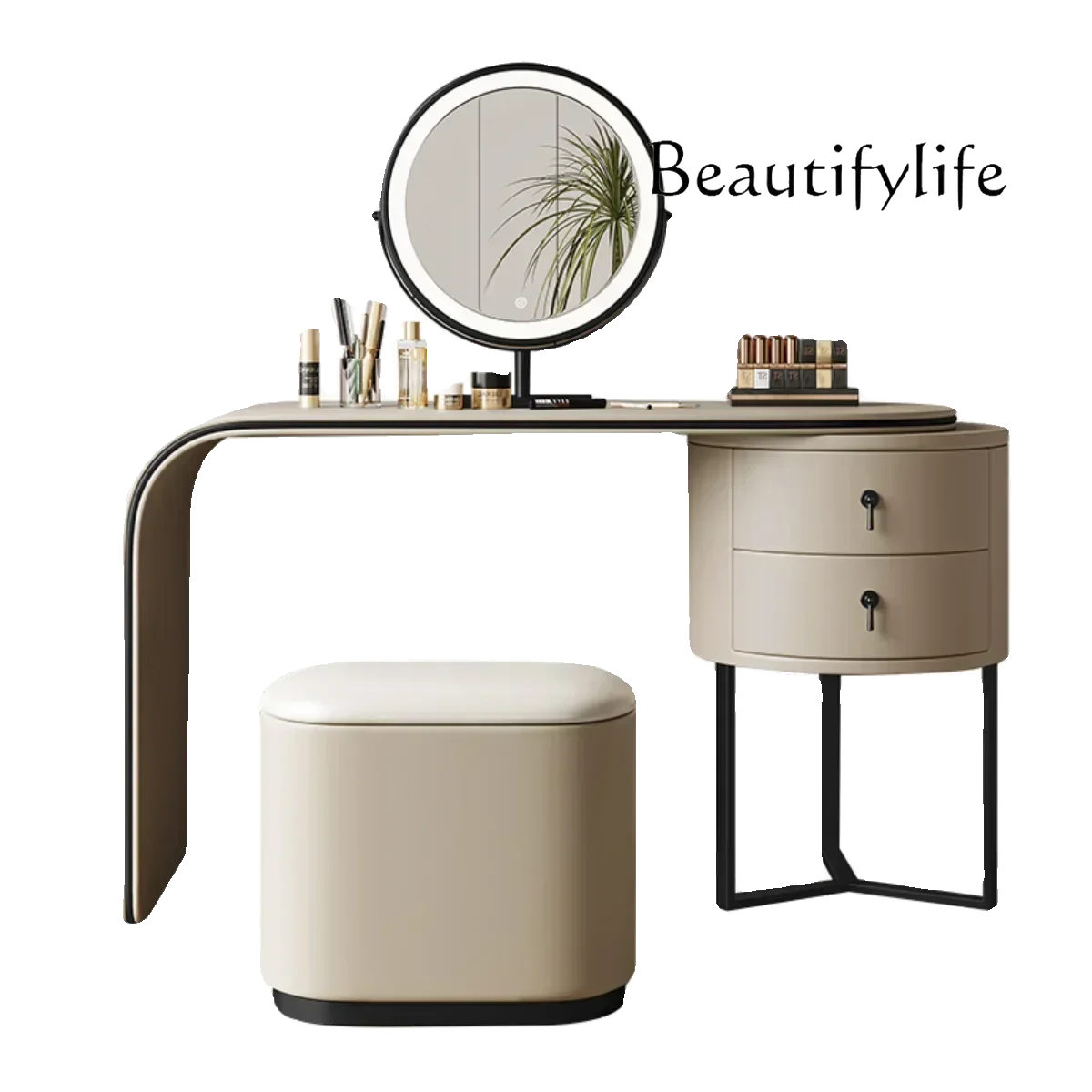 

J Modern Simple Telescopic Dresser Solid Wood Dressing Table Complete Makeup Table Light Luxury Dresser Designer Dresser