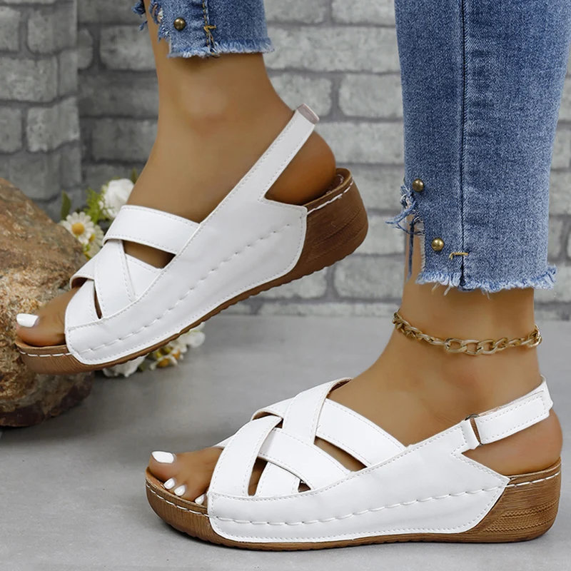 Woman Shoes Sandals Summer Retro Ladies Shoes Elegant Shoes Woman Wedge Women Shoe Casual Women Sandal Footwear Female