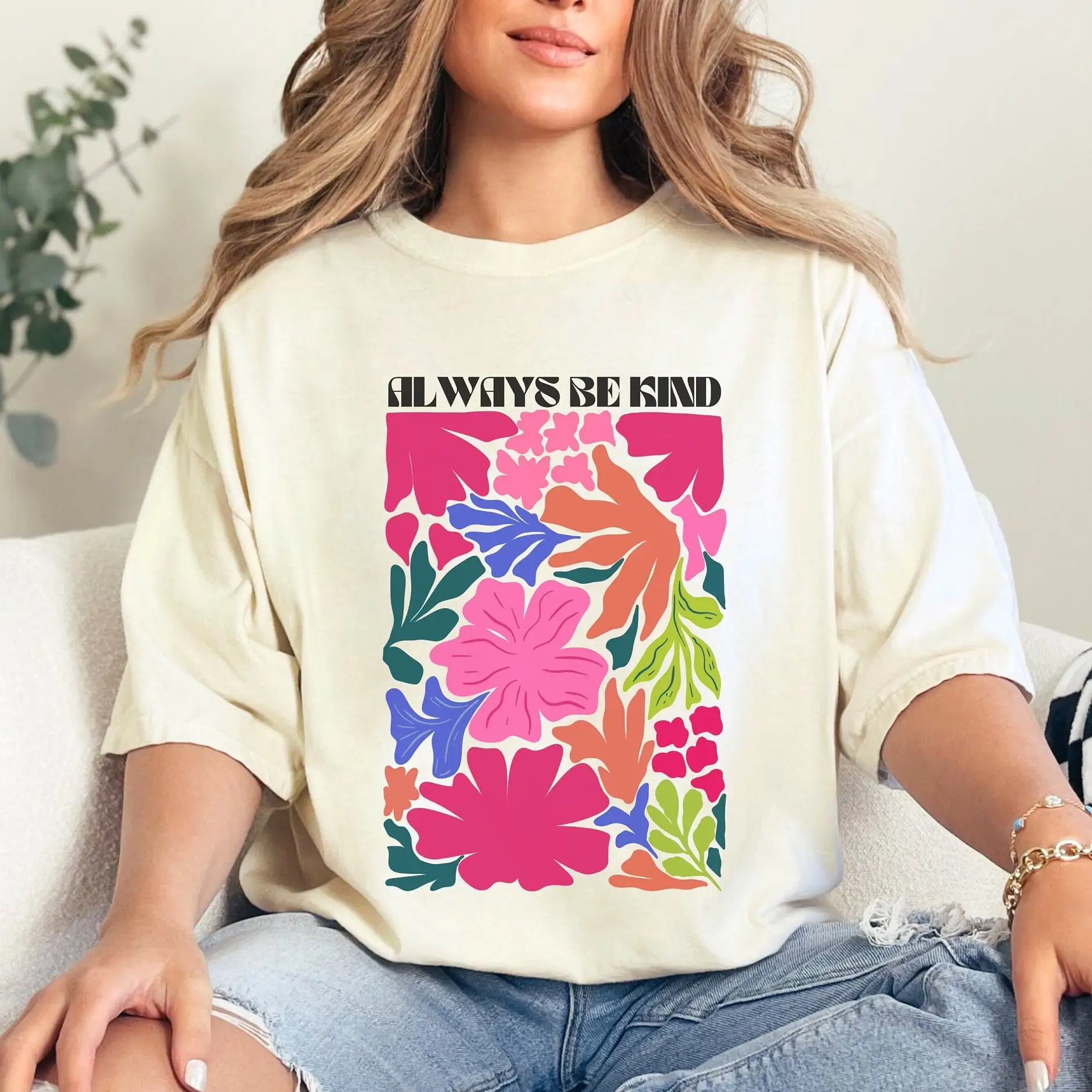 

Be Kind Comfort Colors T Shirt Abstract Floral Summer Flower Beach