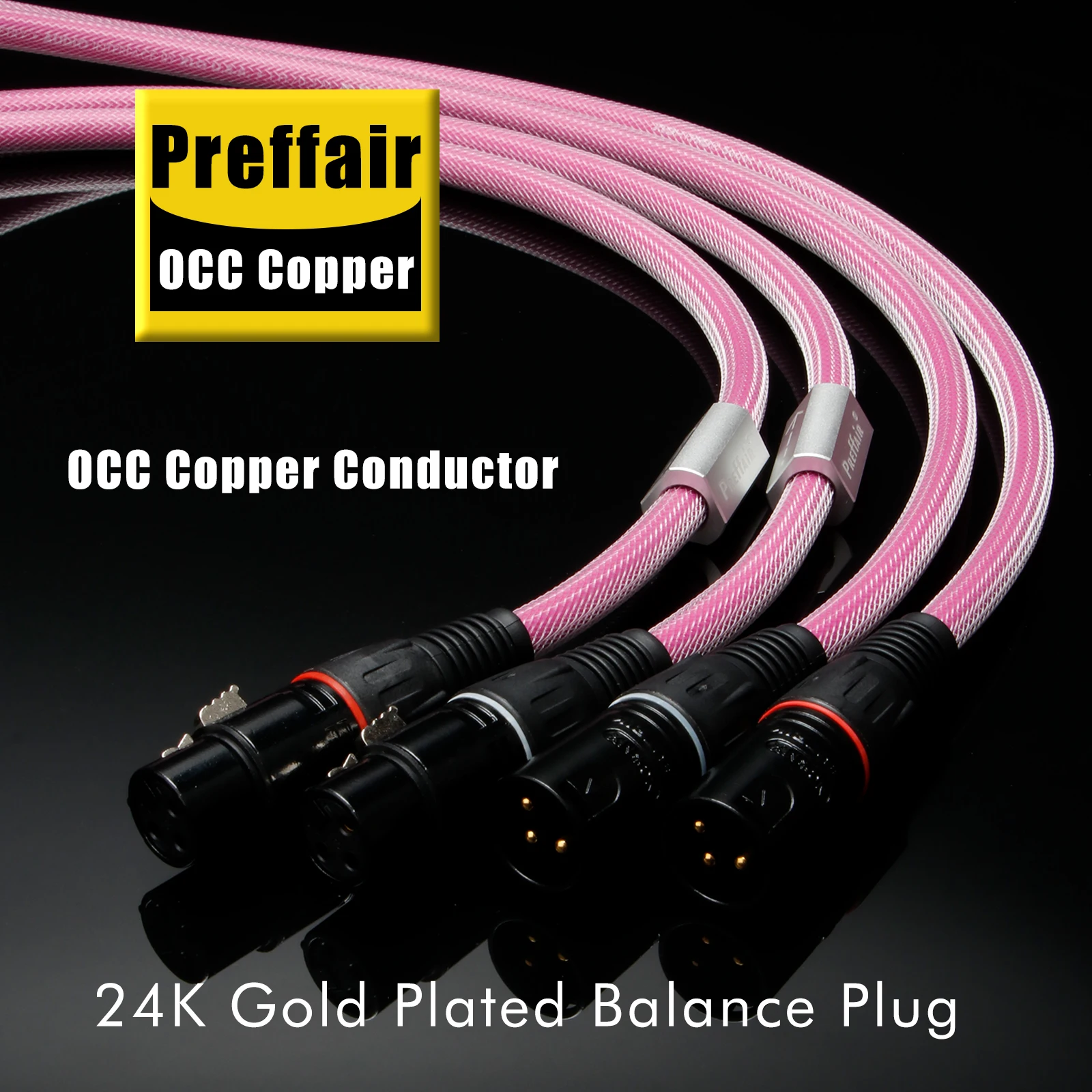 Preffair 6N OCC Copper XLR Cable Gold Plated 2 Male To 2 Female XLR Plug HiFi Audio Amplifier Balanced Cable