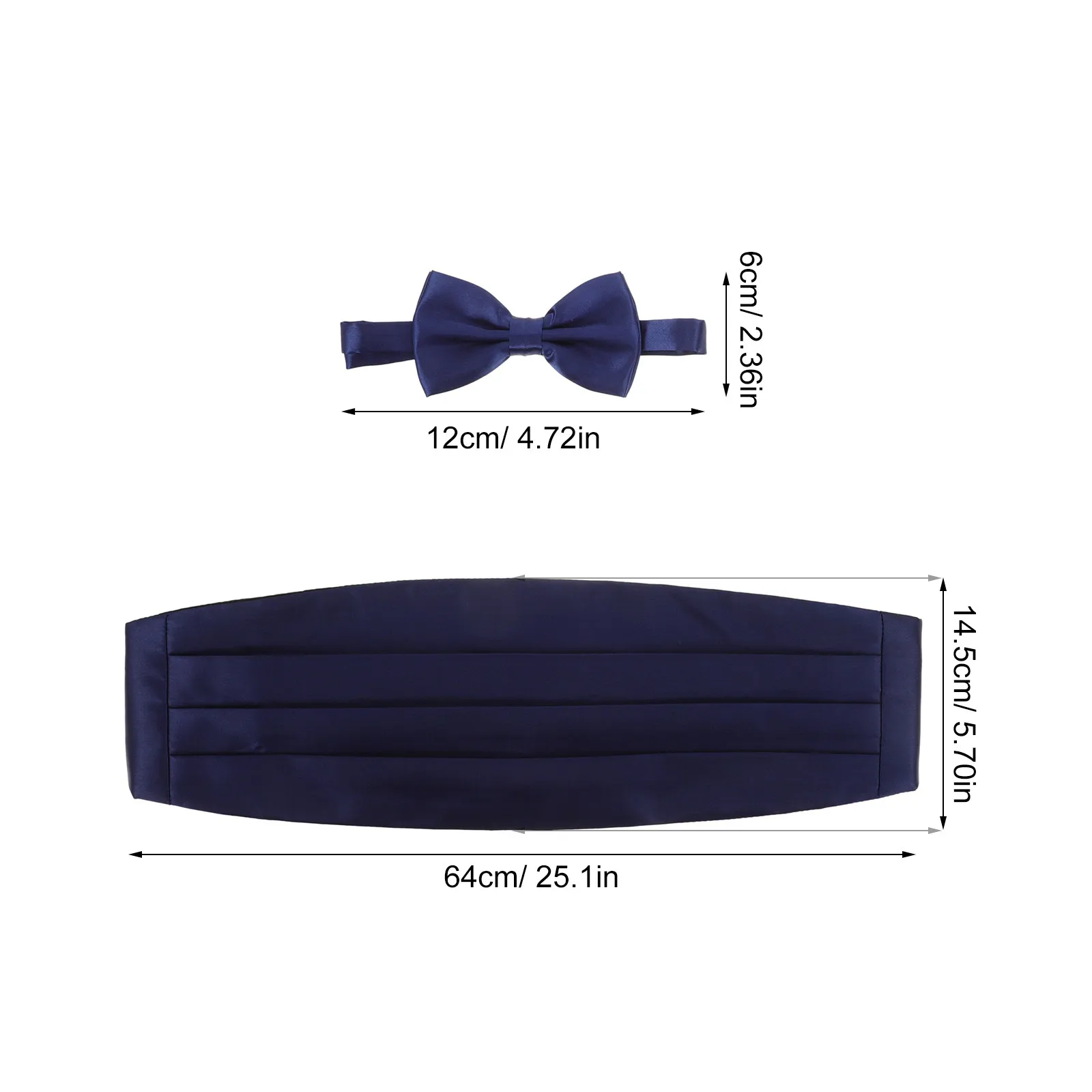 3Pcs Men's Satin Bow Tie Cummerbund Pocket Hanky Set Royalblue Formal Evening Wear Tuxedo Suit Party Wedding Prom