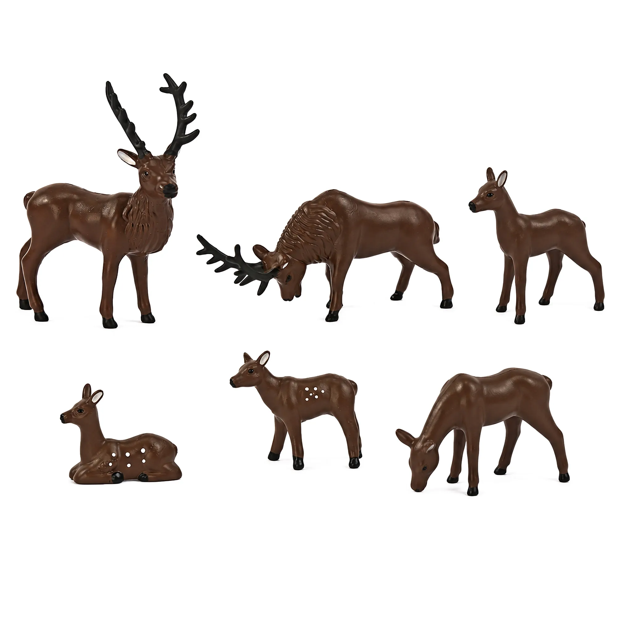 Evemodel O Scale 1:48 Reed Deer Stag, Doe & Fawn Miniature Deer Set, Plastic Wild Animal Figurines for Model Railway Diorama