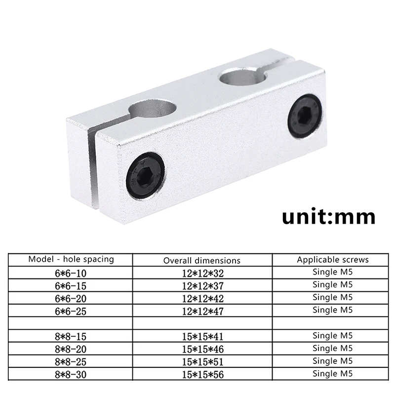 6MM 8MM Pillar Parallel Clamp With The Same Diameter Optical Axis Fixing Steel Pipe Round Frame Connector