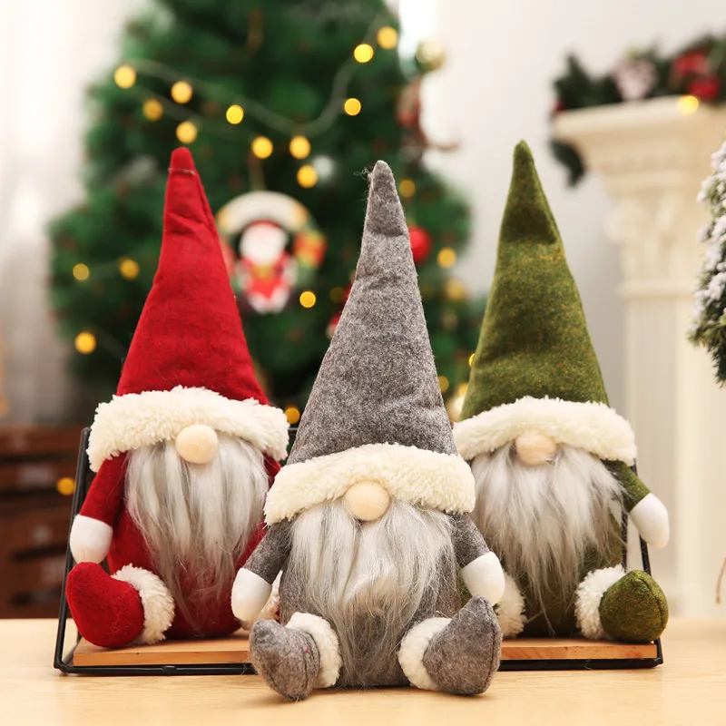 Christmas Gnome Doll Xmas Table Plush Santa Claus Decoration Handmade Christmas Elf Decorations Christmas Window Ornaments Gifts