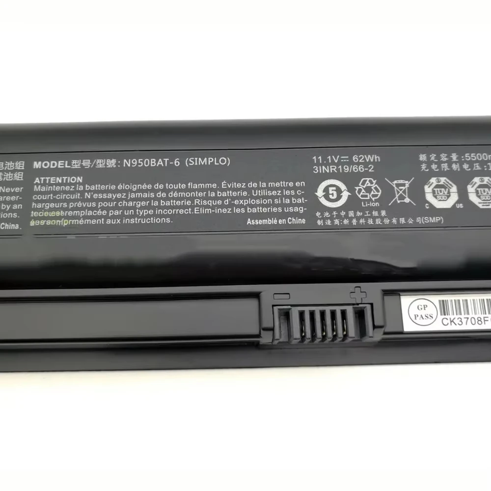 N950BAT-6 Laptop Battery for Clevo Hasee ZX7-CR6DH ZX7-CP5S2 ZX7-CP7S2 ZX7-G4T1 K690E etc 11.1V 5500mAh