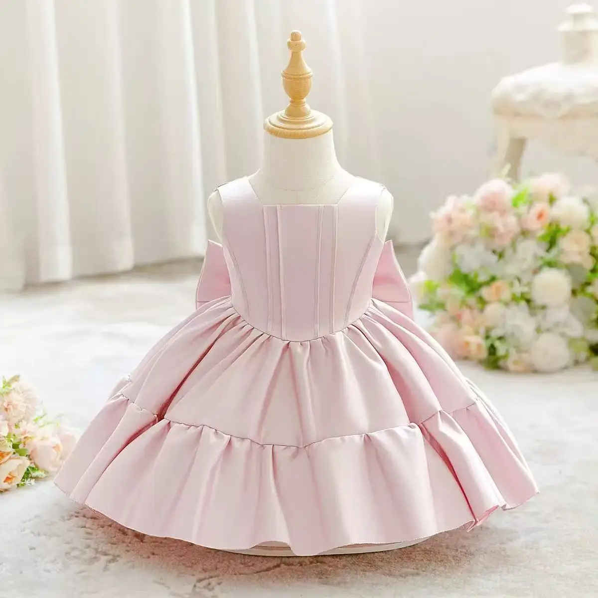 New Children's Formal Dress Back Bow Dress Girls' Western-style Wedding Flower Girl Princess Dress