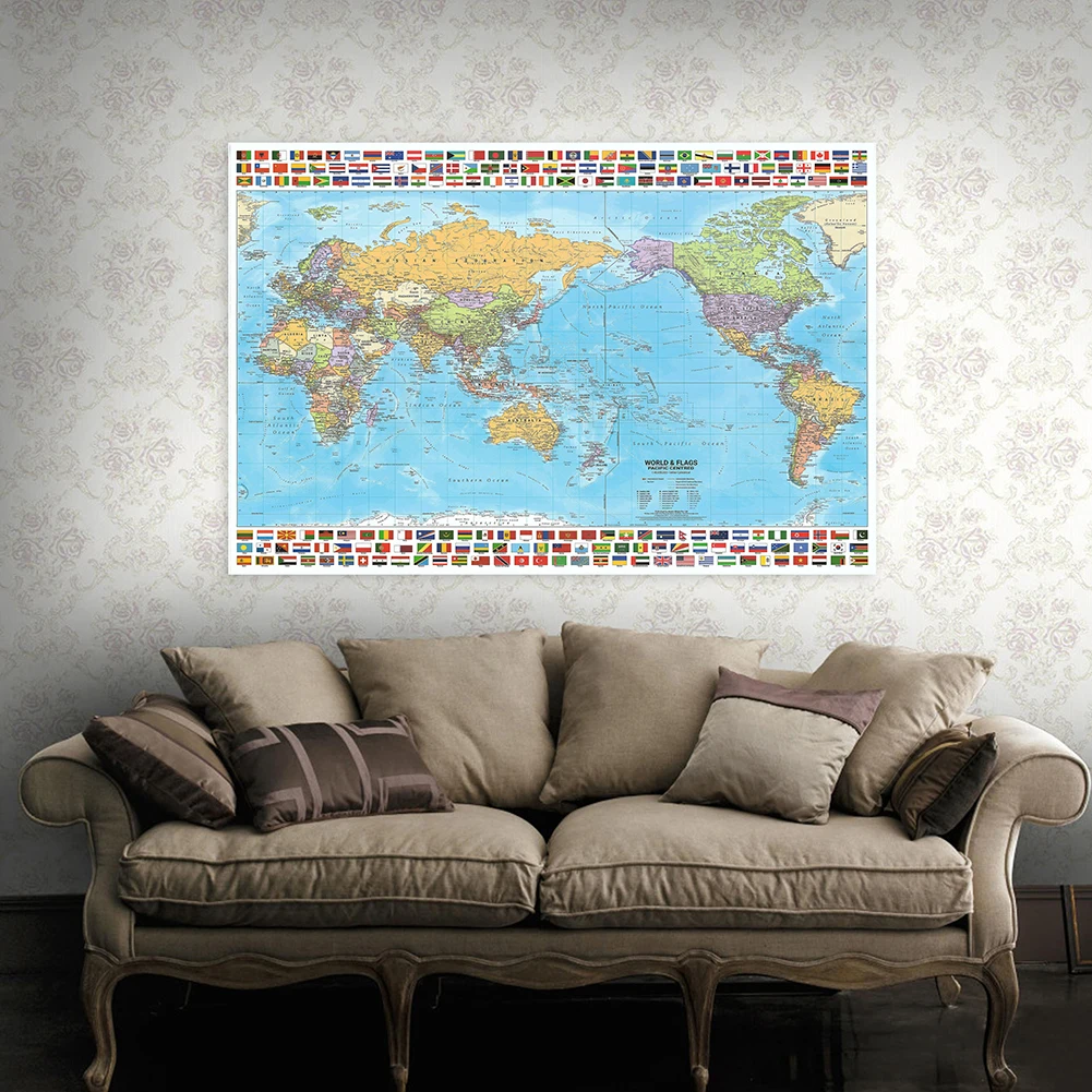 Tableau mural décoratif de la carte du monde en anglais, 120x80cm, affiche d'art, image de confrontation, décoration de bureau, maison, fournitures scolaires, 2012