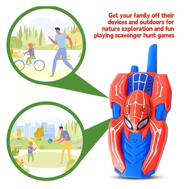 Walkie-Talkie A63T-Spider per Bambini, Confezione da 2, Comunicazione a Lungo Raggio, Gioco d'Avventura Walkie-Talkie Spider