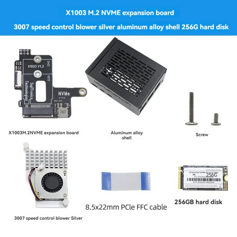 ABPP-For Raspberry Pi 5 Pcie To M.2 Nvme HAT+Radiator+Case For 2242 2230 Nvme SSD Expansion Board SSD Kit