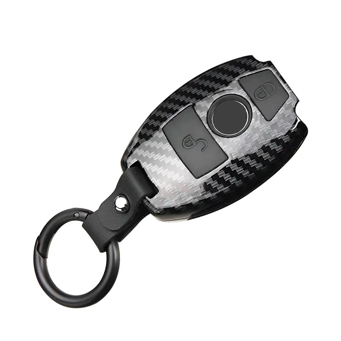 

Car 2 Button Key Fob Cover Case Holder Bag Shell Fit For Mercedes-Benz Carbon fiber Style