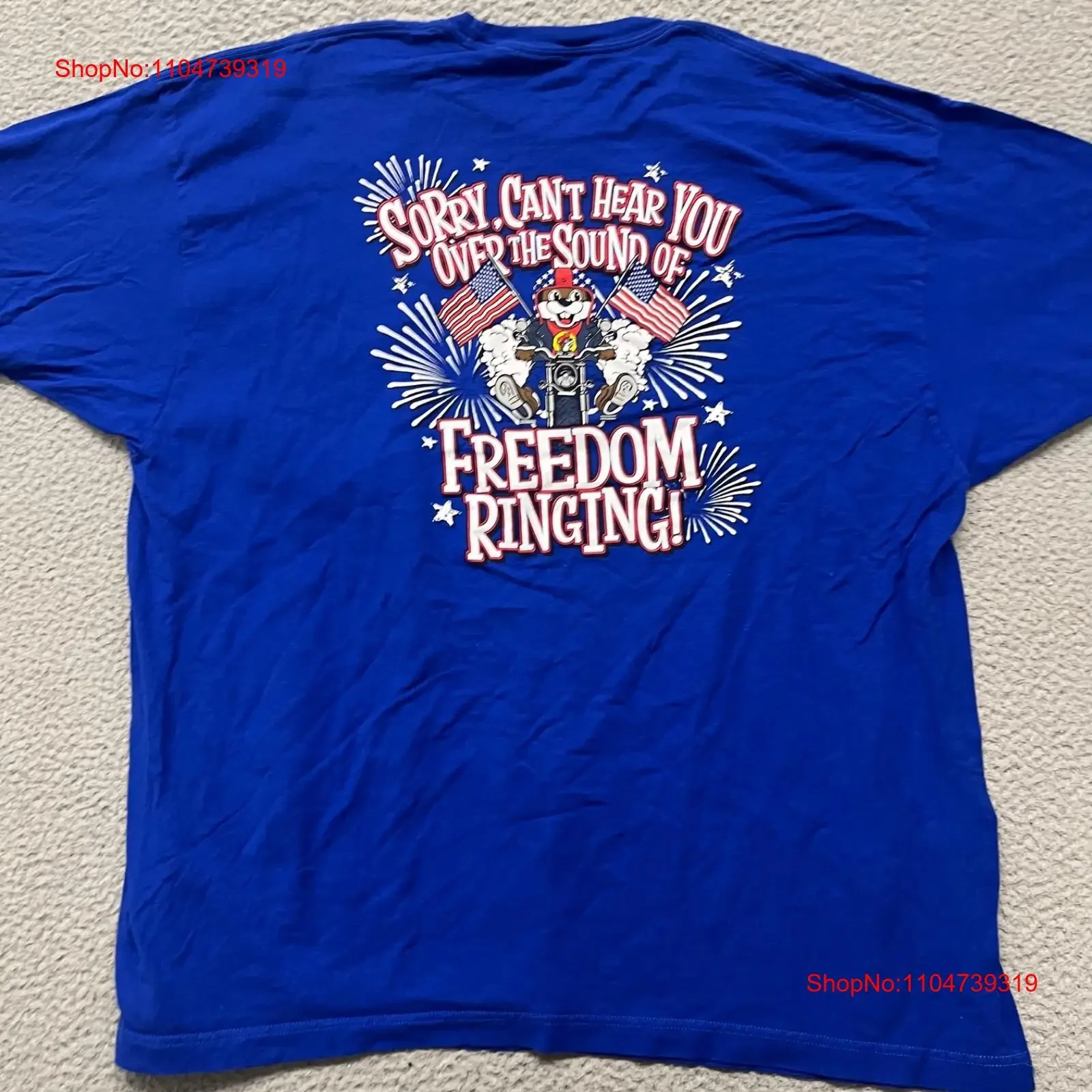 

Bucees T Shirt Mens 3XL Blue Patriotic American USA Flag 4th Of July Merica vintage Washed Versatile Soft Casual