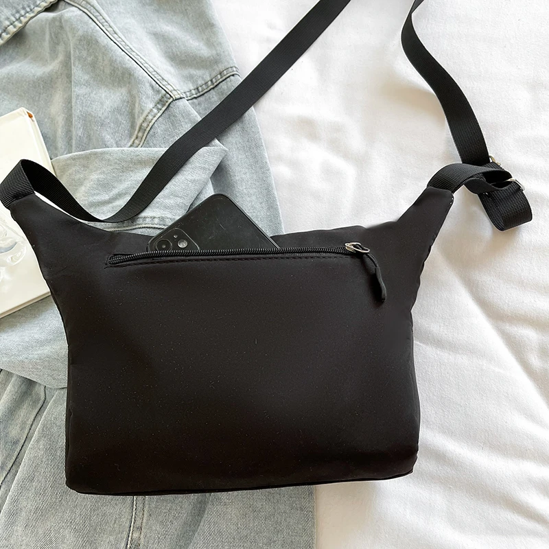 Practical Nylon Crossbody Bag for Daily Travel Lightweight Adjustable-strap Casual Functional Multi-pocket Bag