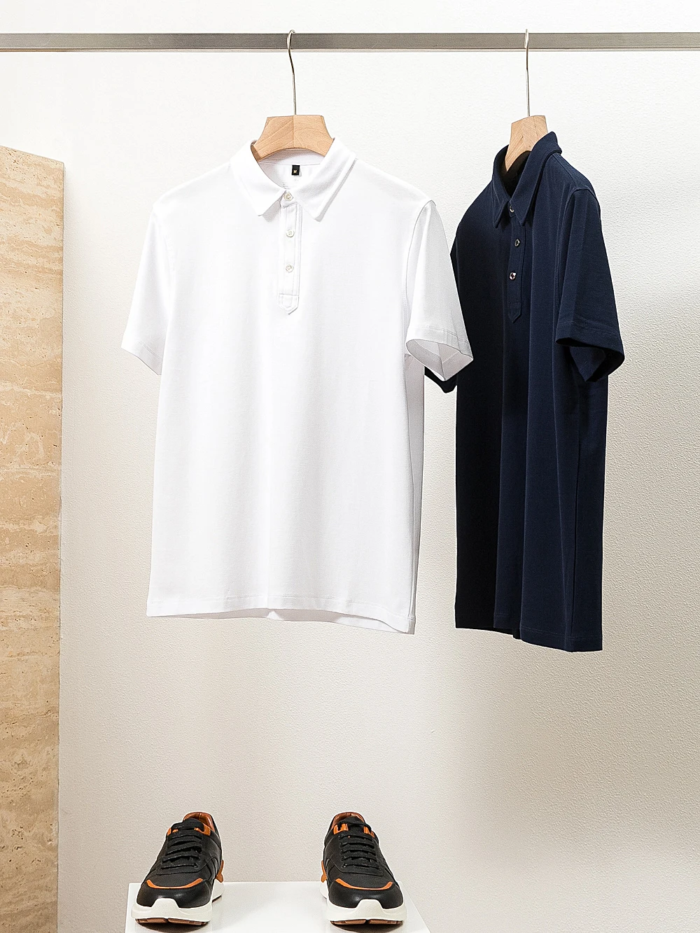 80S3 Silk-Like High-End Summer  Shirt Men's Breathable Soft Collared T-Shirt Short Sleeve Fashionable Urban Style Casual ...
