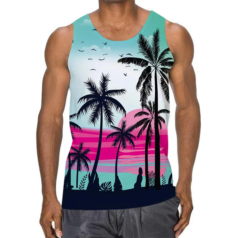 

3D Blossom Flower Graphic Tank Top Gym Clothing Men Summer Streetwear Basketball Vest Quick Drying Sleeveless T-Shirt y2k Tops