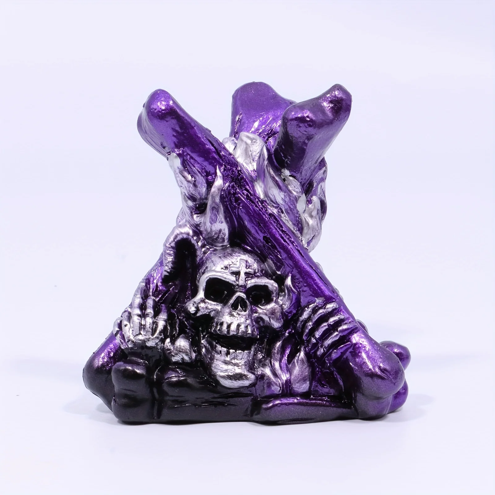 1pc Resin Crystal Ball Skull Base with Trident - Stunning Home & Work Decoration, Great Choice for Halloween and Christmas Gifts