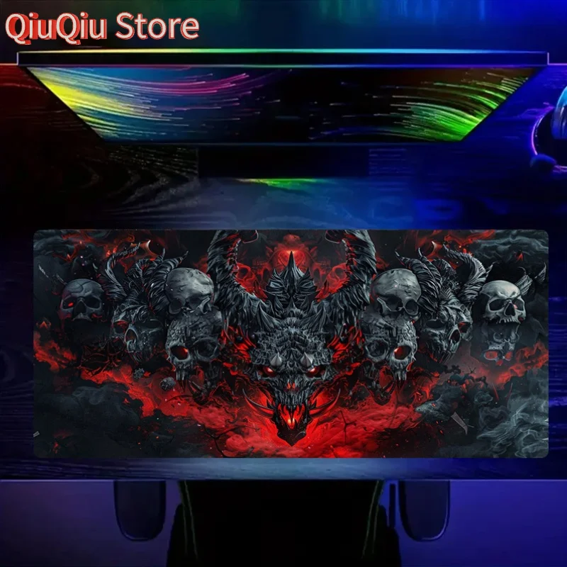 

1pc Polyester Gaming Mouse Pad with Fiery Demon Skull Design, Non-Slip Office Laptop Mouse Mat, Perfect for Gamers and Birthday