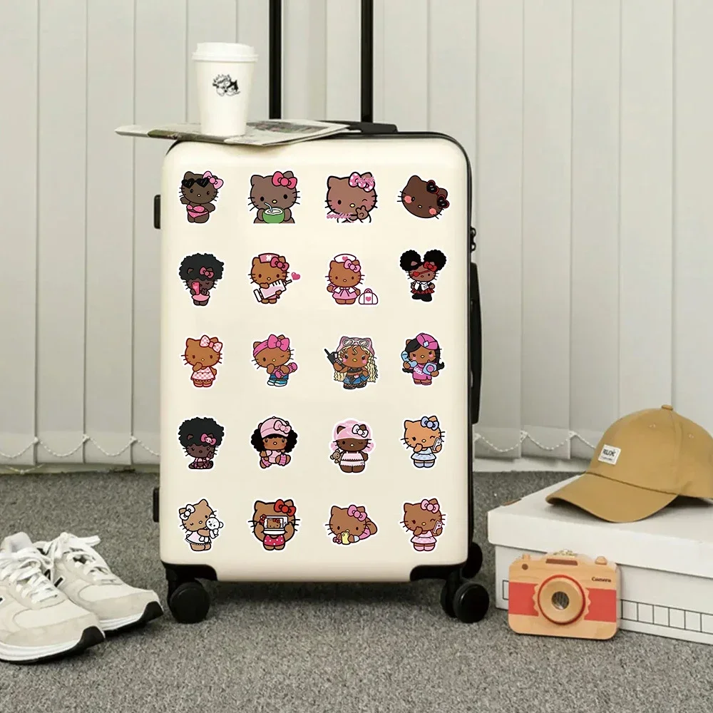 Autocollant de peau noire Sanrio Hello Kitty, autocollant cadeau Surprise aléatoire pour boîte aveugle