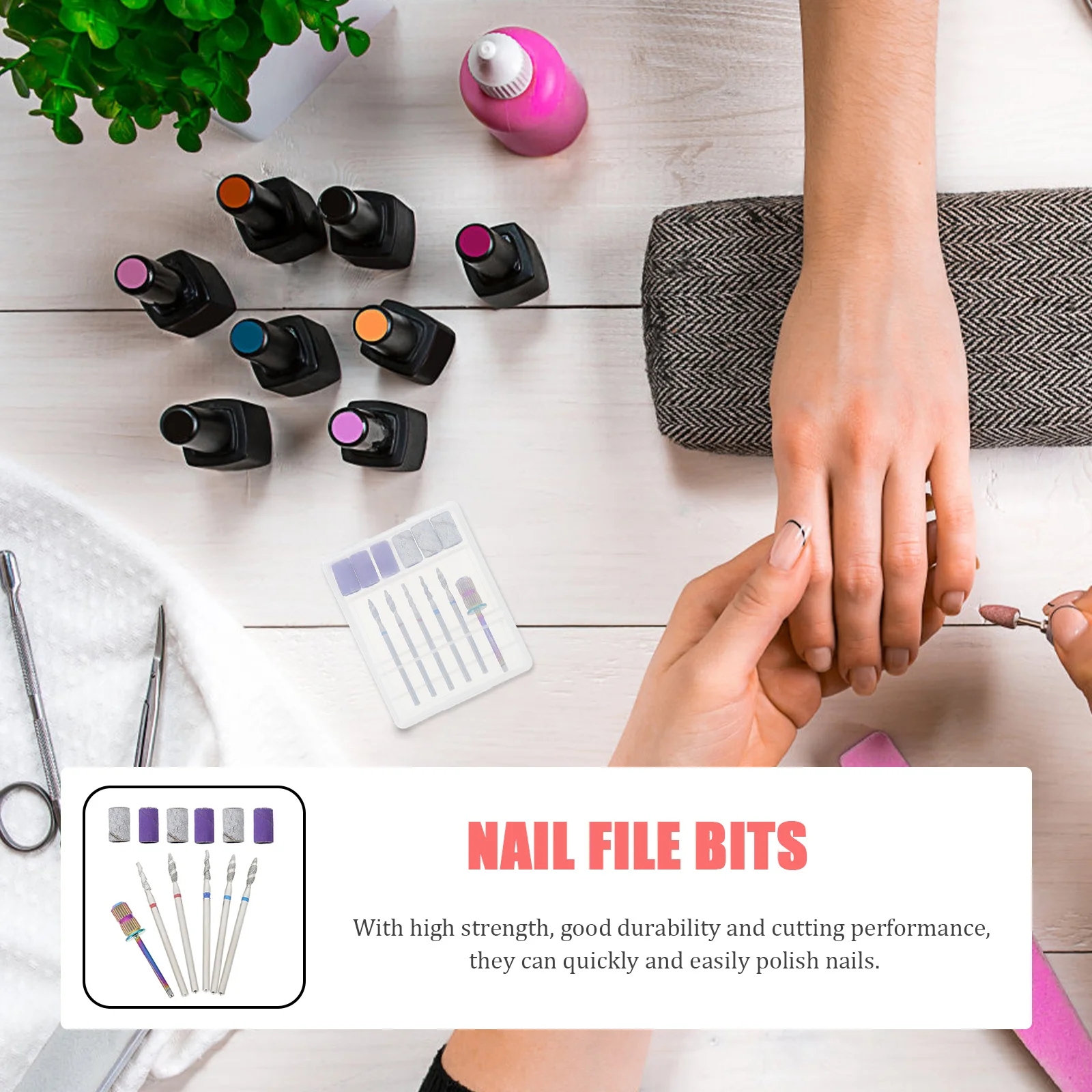 1세트 1세트 아트 도구 전문가용 매니큐어 연마 헤드 견고한 네일 드릴 비트 광택 페디큐어 네일 뷰티 액세서리 키트