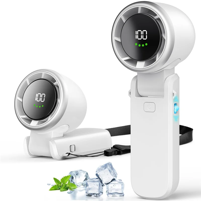 ABBK-Tragbarer Hand-Turboventilator, stufenloser, wiederaufladbarer persönlicher Handventilator mit 100 Gängen und 5000 mAh für Outdoor-/Indoor-Aktivitäten