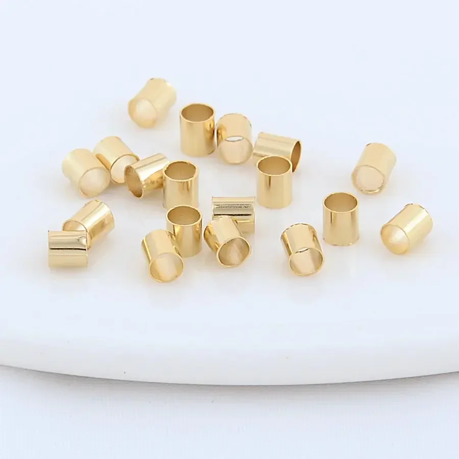 200PCS Gold Color End Beads Clip Foldover Stopper Spacer Bead Tube Crimp For DIY Jewelry Making Supplies Crimp & End Beads