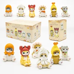 Mofusand Cats Wearing Seafood Clothes Cute Kitten Figures Fried Shrimp Chips Grilled Squid Table Ornaments Blind Box Kids Gifts