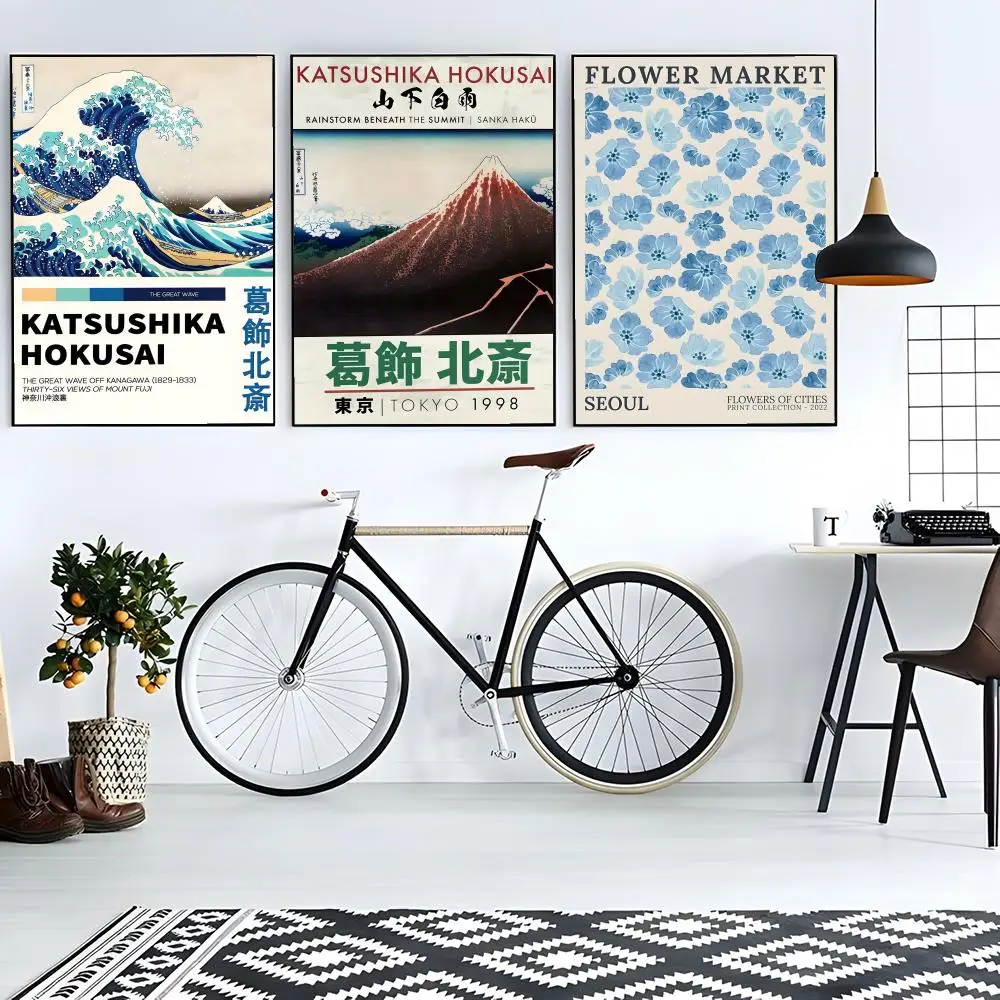 Hokusai Ohara Koson Japanese Art Poster Sticky Poster Paper Sticker DIY Room Bar Cafe Wall Decor Gift