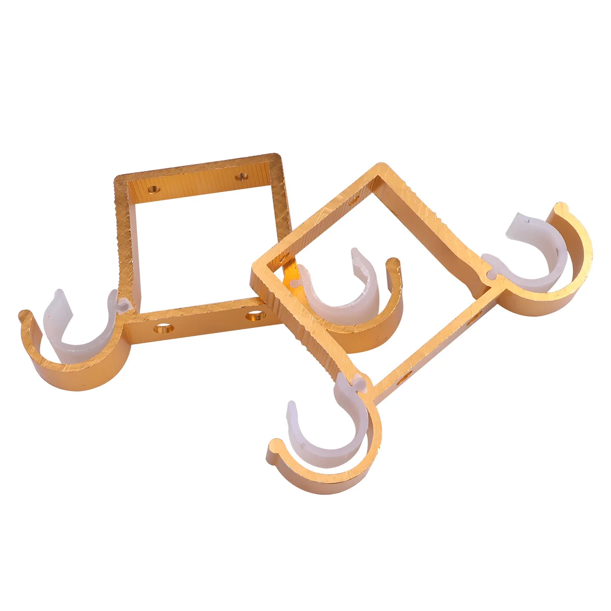 

2Pcs Aluminum Alloy Roman Rod Brackets Thick Double Hook Curtain Rod Support Gold for Window Curtains Curtain Bracket