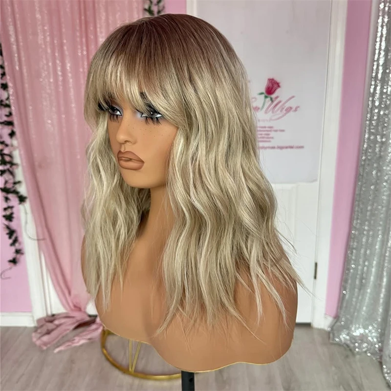 

Новый парик с челкой для женщин, 22 дюйма, с натуральными волнами, синтетический, термостойкий, с натуральным корнем, без клея, с полными кончиками, модель 2026