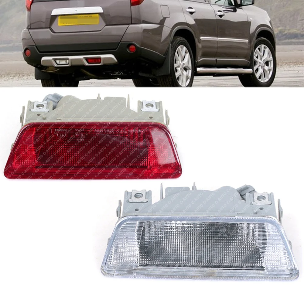 1 Pair Car Rear Bumper Fog Lamp Reverse Brake Reflector Lights for Nissan X-Trail T31 2008-2013 26580-ED50A Transparent