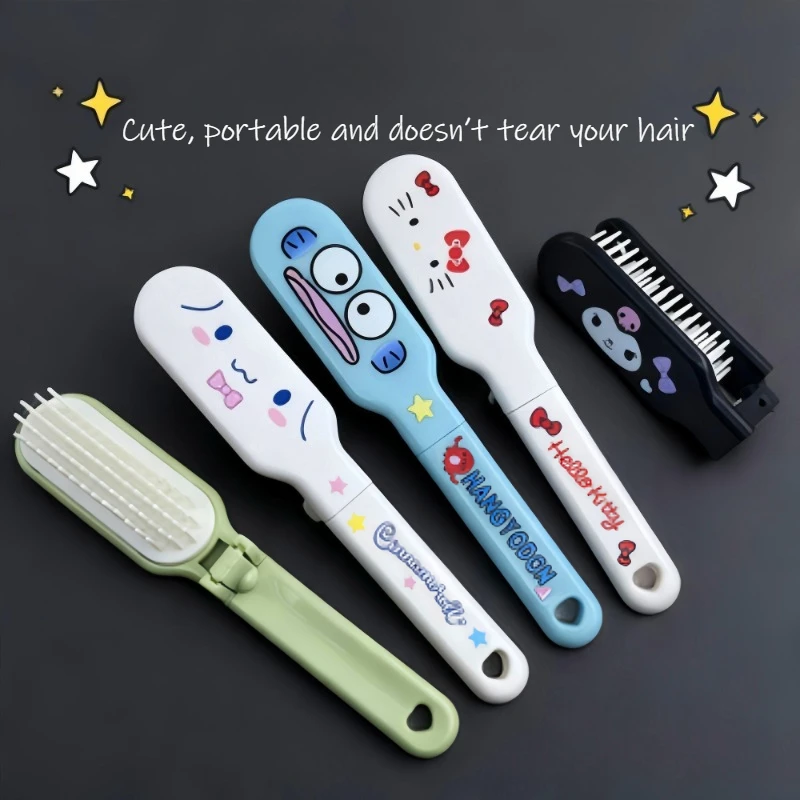 Sanrio Cinnamoroll kuromi Portable Folding Hair Brush – Adorable Mini Comb for Bangs, Travel-Friendly Kawaii Accessory for Girls