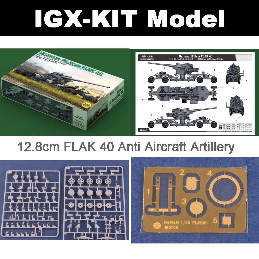 

Hobbyboss 84545 1/35 Scale German 12.8cm FLAK 40 Anti Aircraft Gun Artillery Hobby Craft Toy Plastic Model Building Kit