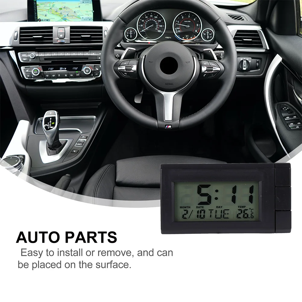 

2pcs Premium Car Thermometer High Precision Electronic Dash Clock Luminous Led Display Temperature Time Clock For Vehicle
