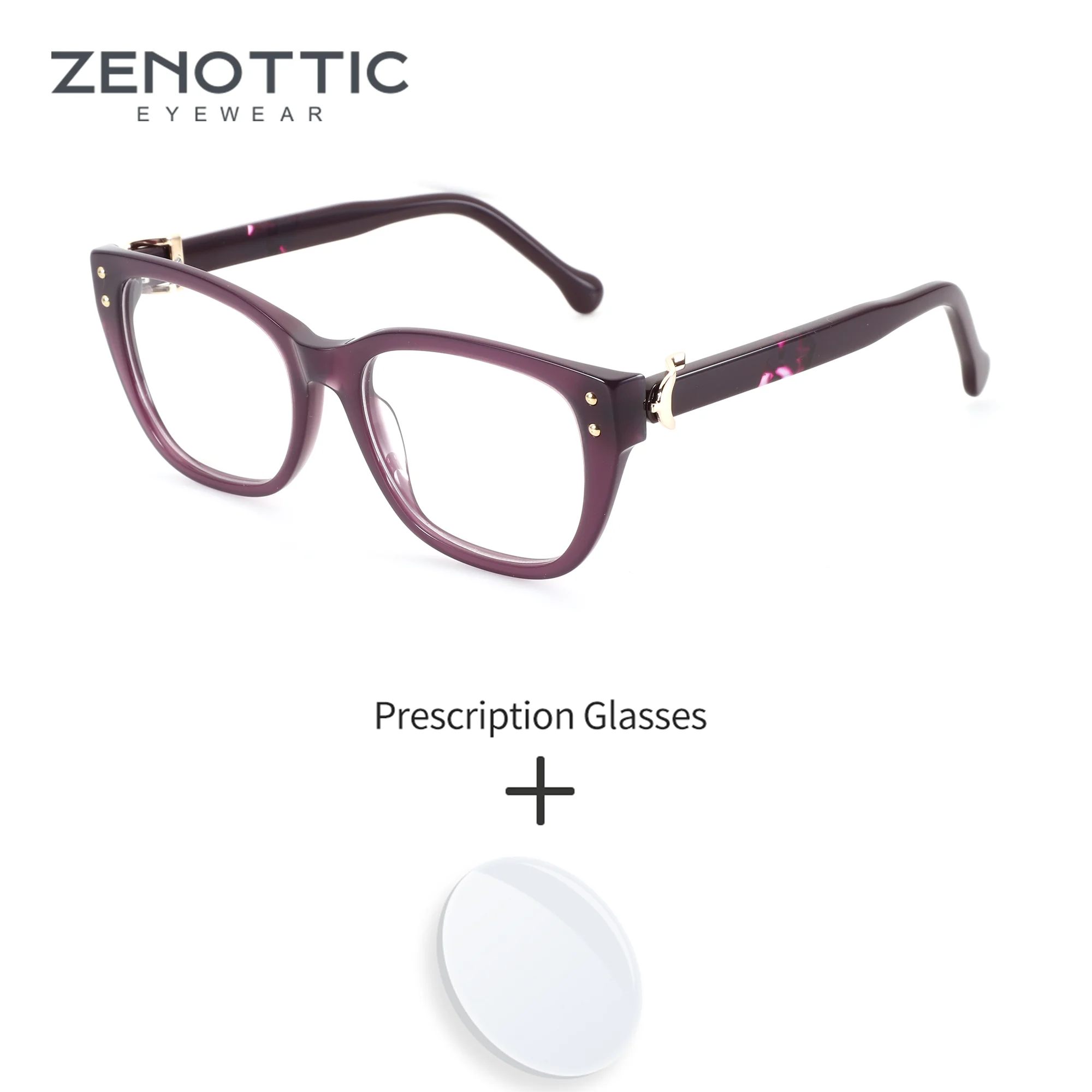 نظارات طبية نسائية من ZENOTTIC مقاس M بإطار فراشة من الأسيتات وعدسات قصر النظر متعددة البؤر