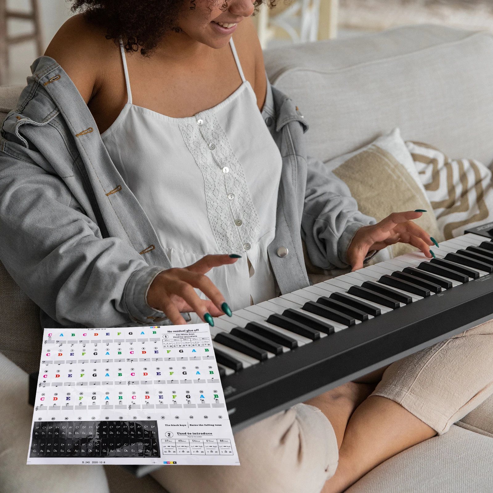 

Piano Keyboard Stickers Removable Pastes Beginner Decals Aldult Mini for Keyboards Electronic
