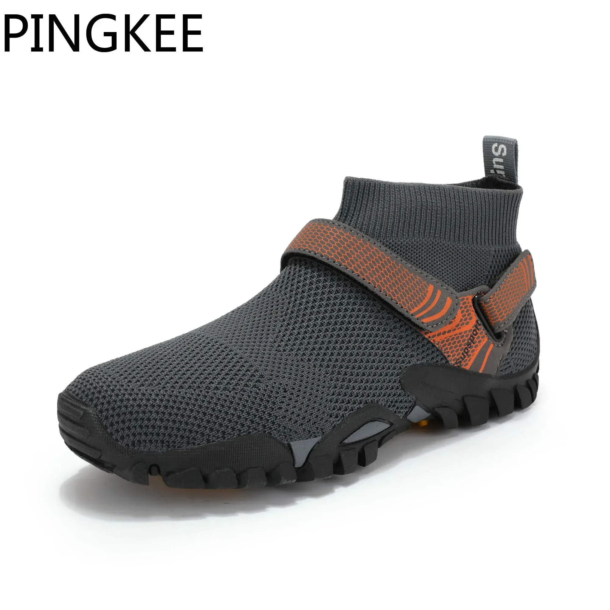 PINGKEE Chic Knitting Mesh Upper Cushioned Traction Lining Hook Loop Heels Water Aqua Trekking Hiking Boots Shoes Sneaker Men