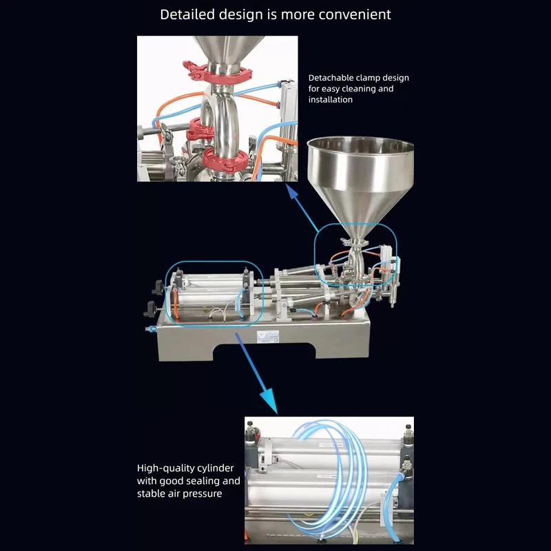 

PBOBP Double Head Semi Automatic Pneumatic Horizontal Filling Machine For Beverage Honey Peanut Butter Cream
