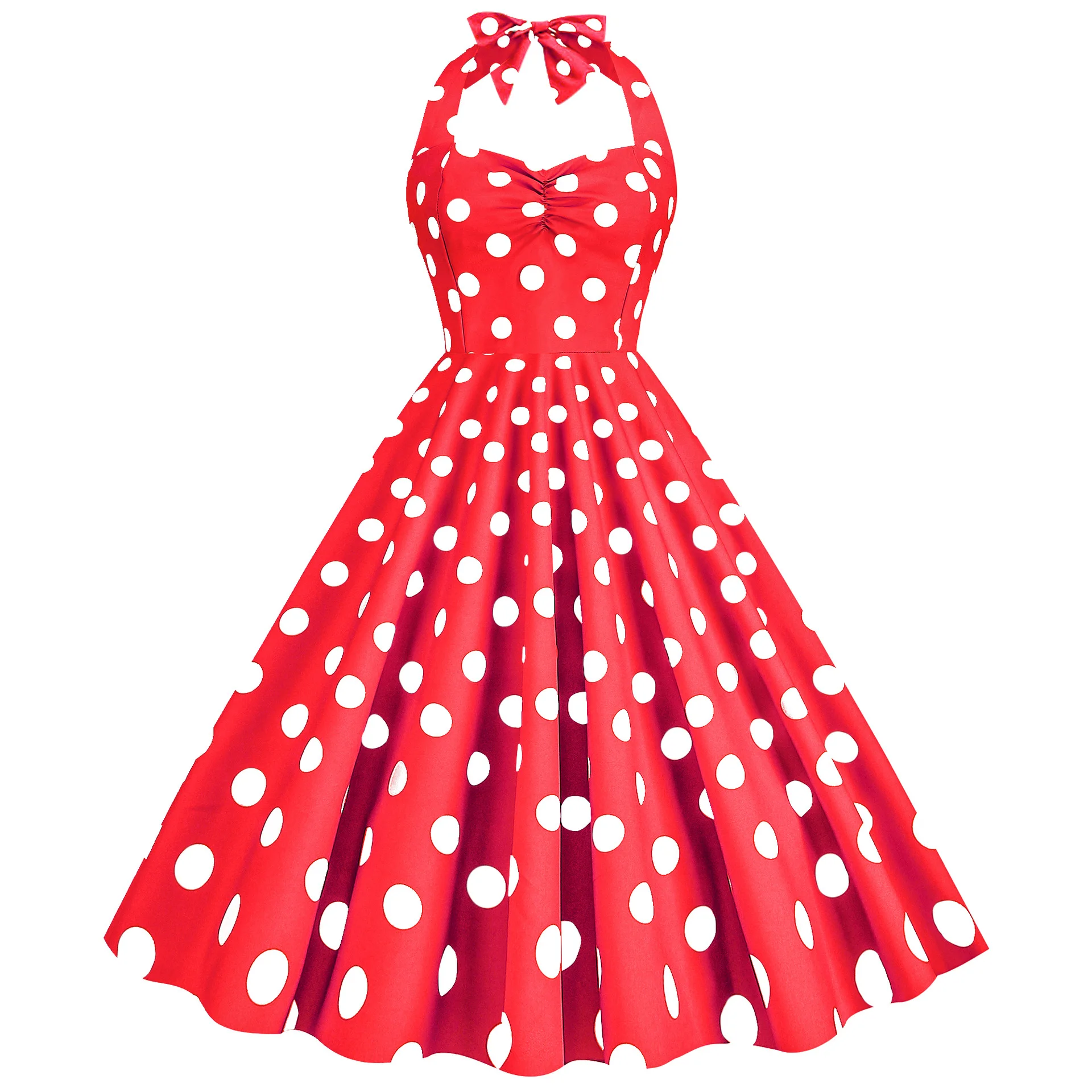 Pink Elegant Fashion Notched Ladies Office Dress 2024 Robe Pinup Polka Dot Print Vintage Sleeveless Summer Dresses for Women