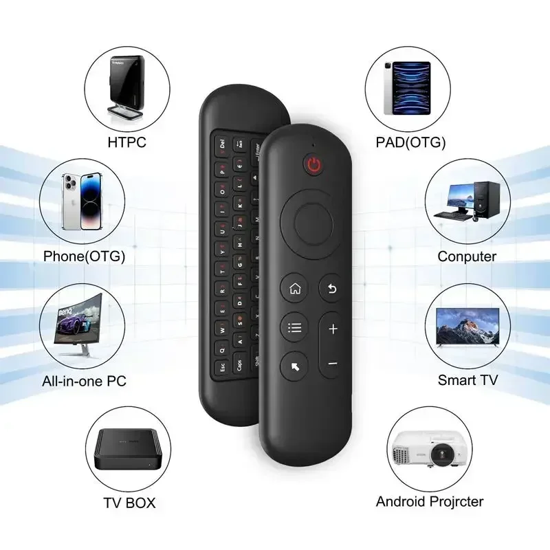 2.4G BT 5.2 جيروسكوب لاسلكي للتحكم عن بعد لماوس هوائي 7 ألوان خلفية USB استقبال لوحة مفاتيح صغيرة لتلفزيون أندرويد الذكي