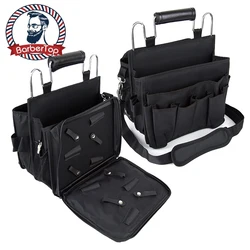 Barbertop preto saco de cabeleireiro tesoura de cabelo bolsa de alta capacidade ferramenta de salão de beleza maquiagem de armazenamento estilo viagem levar caso