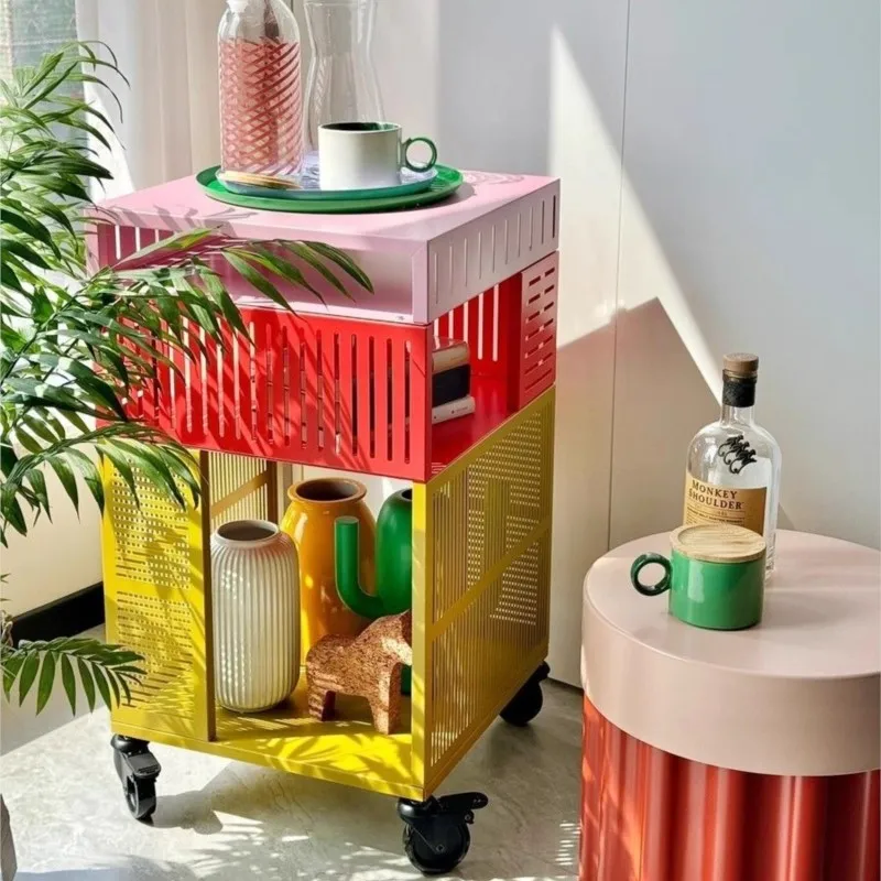 خزانة جانبية من MOMO Dopamine عربة تخزين متنقلة رف تناول الطعام Te Samans خزانة تخزين عربة متنقلة جديدة #6