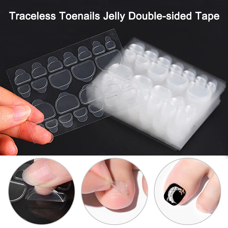 5 Pieces, 10 Pieces, 20 Pieces for False Toe Nail Tips Adhesive Glue for False Toenail Tips 12 Sizes Transparent Nail Stickers