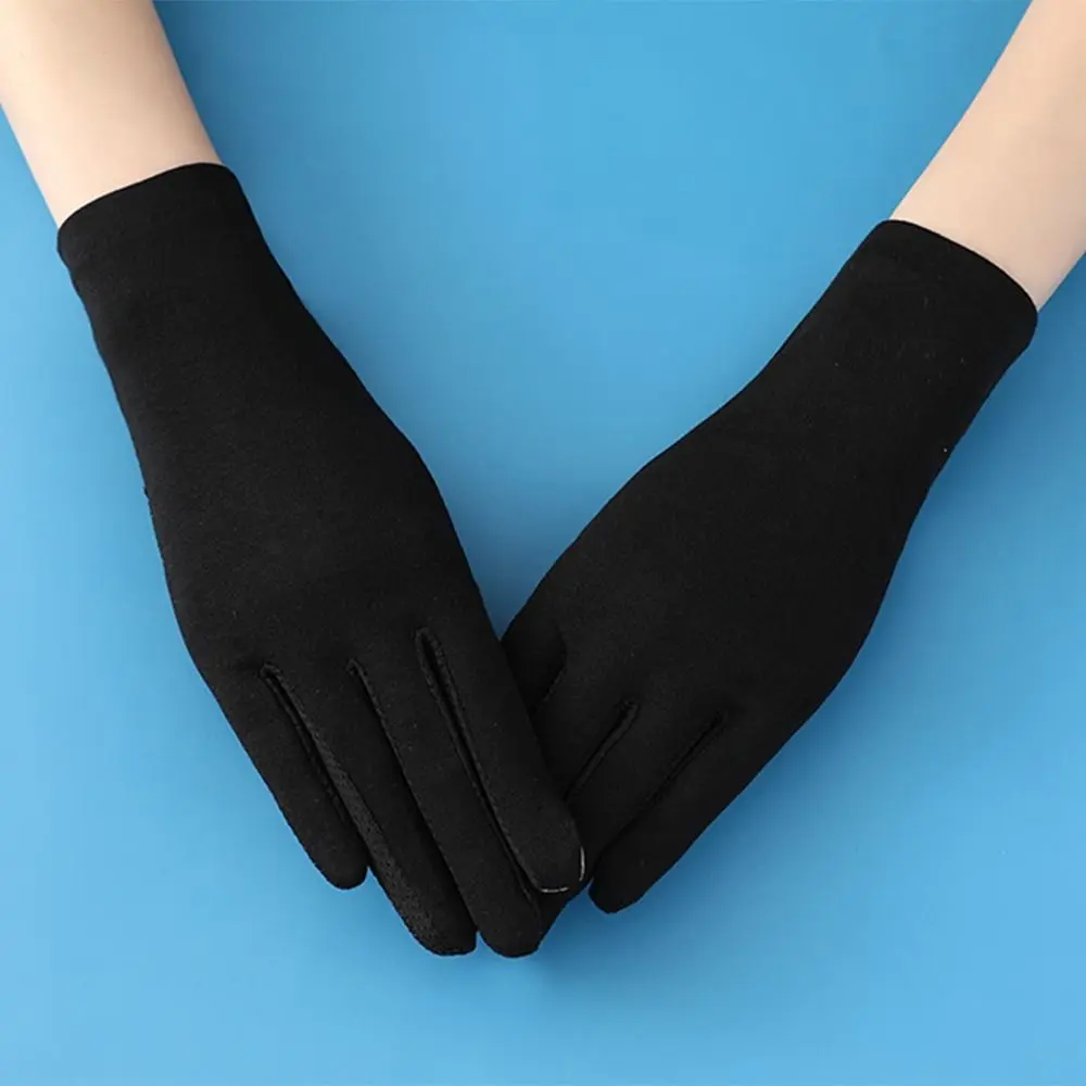 Women Cotton Thin Gloves Touch Screen Outdoor Riding Driving Sunscreen Gloves Breathable Non Slip UV Protection Gloves