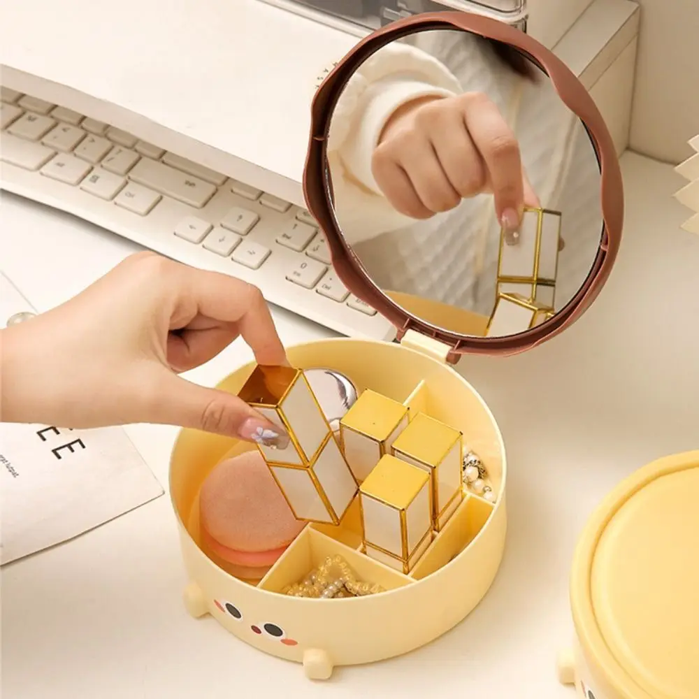 Cute Cake Makeup Mirror High-definition Large Capacity Jewelry Storage Box Vanity Mirror Table Mirror