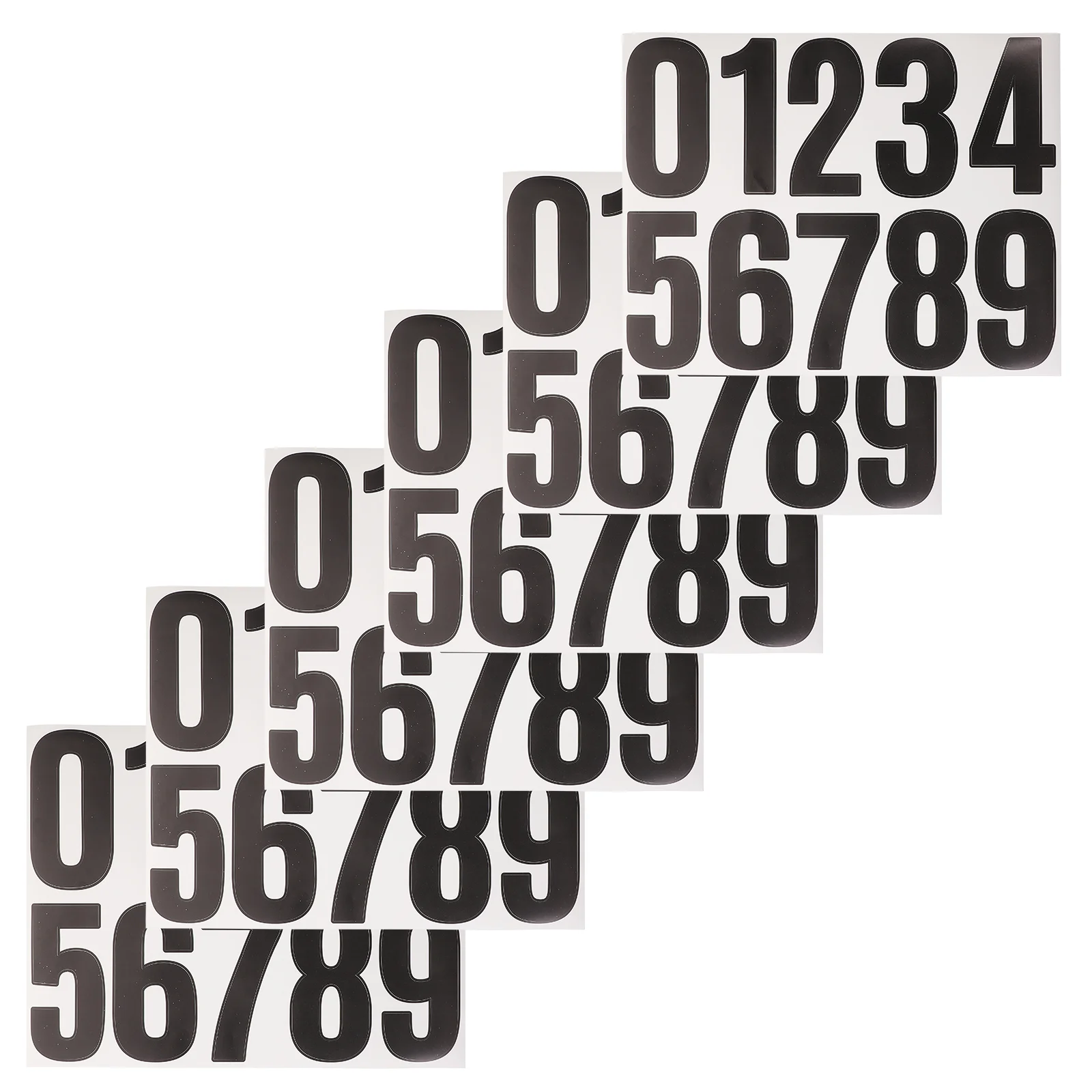 6 Sheets Number Stickers Trashcan Sheets/pack House Numbers for outside on Digital Adhesive Black DIY Mailbox